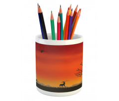 Tree and Animals Landscape Pencil Pen Holder