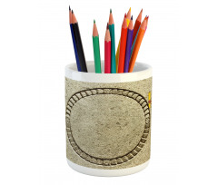 Ethnic Old Stone Pencil Pen Holder