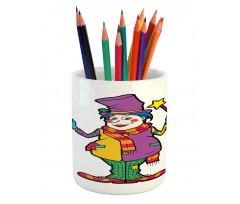 Whimsical Man with Magic Wand Pencil Pen Holder