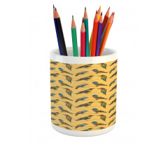 Exotic Avian Stripes Pencil Pen Holder