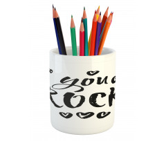 Charcoal Heart Ornaments Pencil Pen Holder