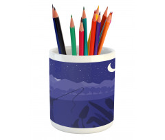 Fisherman Moon River Pencil Pen Holder