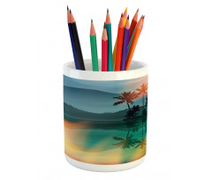 Sea and Palm Trees Art Pencil Pen Holder