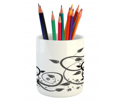 Grey Tones Abstract Leaves Pencil Pen Holder