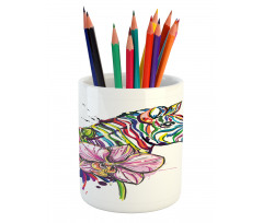 Animal Orchid Ink Art Pencil Pen Holder