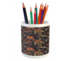 Grunge Flora Curl Pencil Pen Holder