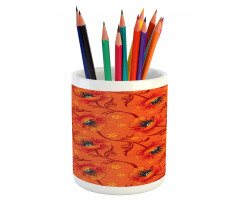 Poppy Flower Romance Pencil Pen Holder