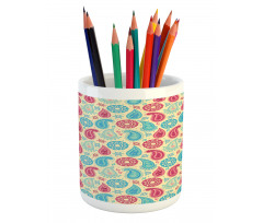 Flowers Design Pencil Pen Holder