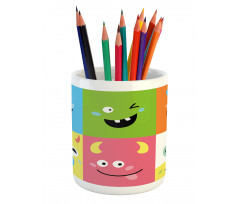 Colorful Blocks Emoticon Pencil Pen Holder