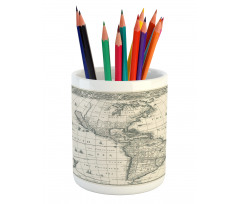 Retro Old America Map Pencil Pen Holder