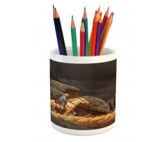 Cowboy Riding Horse Pencil Pen Holder