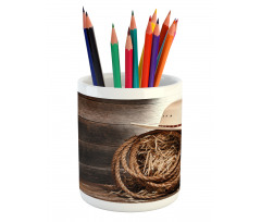 Wooden Folk Robe Hat Pencil Pen Holder