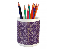 Lavish Curls on Purple Tone Pencil Pen Holder