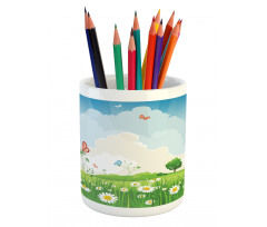 Spring Time Sunny Landscape Pencil Pen Holder