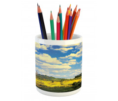 Historic Village Scenery Pencil Pen Holder