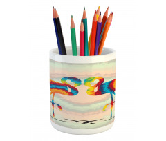 Valentines Funky Birds Pencil Pen Holder