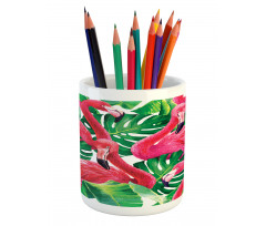 Retro Exotic Leaves Pencil Pen Holder