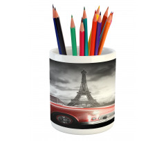 Vintage Car and Eiffel Pencil Pen Holder
