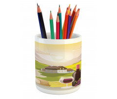 French Countryside Scene Pencil Pen Holder