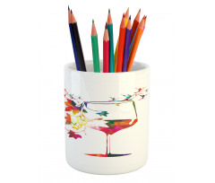 Glass Bird Vines Pencil Pen Holder