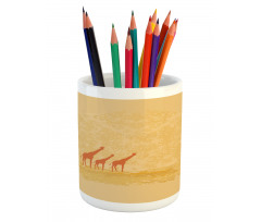 Retro Safari Giraffes Pencil Pen Holder