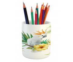 Hibiscus with Wild Birds Pencil Pen Holder