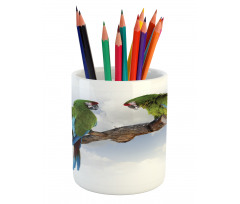 2 Parrot Macaw Bird Pencil Pen Holder