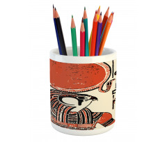 Old Language Pencil Pen Holder