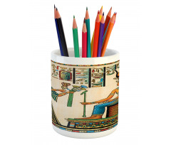 Old Egyptian Papyrus Pencil Pen Holder