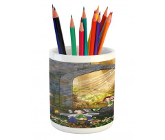 Flowers Blossoms Scene Pencil Pen Holder