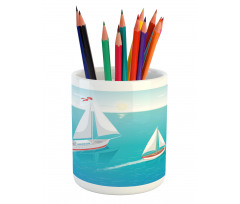 Sailing Boats and Sun Pencil Pen Holder