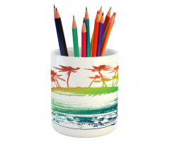 Grunge Summer Scenery Pencil Pen Holder