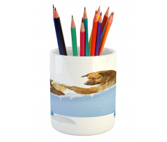 Dog and Cat in Bathtub Pencil Pen Holder