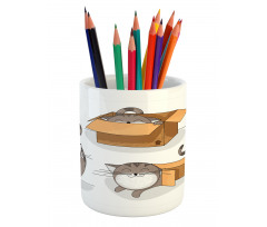 Kitten Cat in the Box Pencil Pen Holder