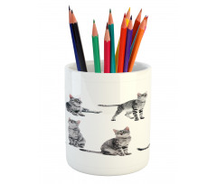 Striped Furry Animal Posing Pencil Pen Holder