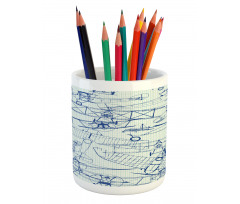 Old Airplane Drawing Pencil Pen Holder