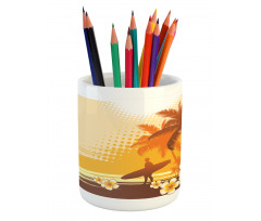 Surfer Tropical Landscape Pencil Pen Holder