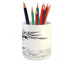 Bamboo Plant Leaves Pencil Pen Holder