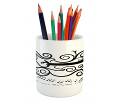 Retro Curls and Music Notes Pencil Pen Holder