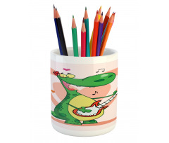 Hearts and a Happy Dinosaur Pencil Pen Holder