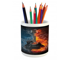 Water and Fire Effect Design Pencil Pen Holder