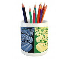 Ying Yang Tree Asian Pencil Pen Holder