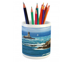 Daytime Wavy Rocky Sea Pencil Pen Holder