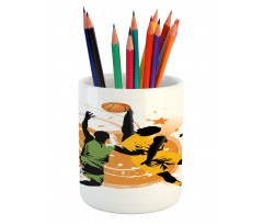 Basketball Players Art Pencil Pen Holder