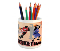 Vintage Basketball Art Pencil Pen Holder