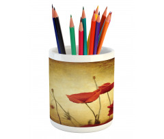 Poppy Flowers Bohemian Pencil Pen Holder