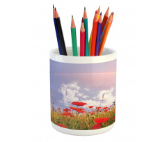 Poppy Flowers on Meadow Pencil Pen Holder