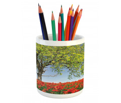 Spring Scenery Flowers Pencil Pen Holder