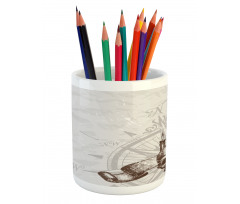 Priate Skull Compass Pencil Pen Holder