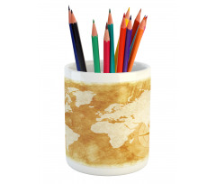 Old Fashioned World Map Pencil Pen Holder